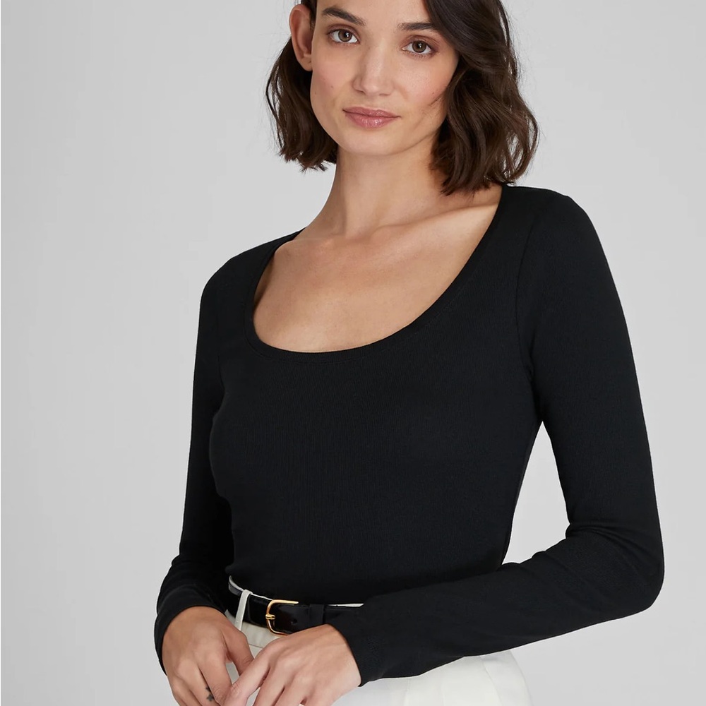 Club Monaco Carolena Black Long Sleeve Top